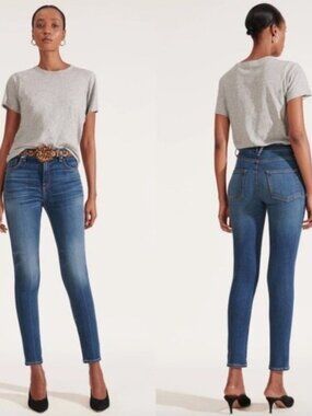 Veronica Beard Kate Nantucket Wash High Rise Stretch Skinny Jeans Womens 28 NWT